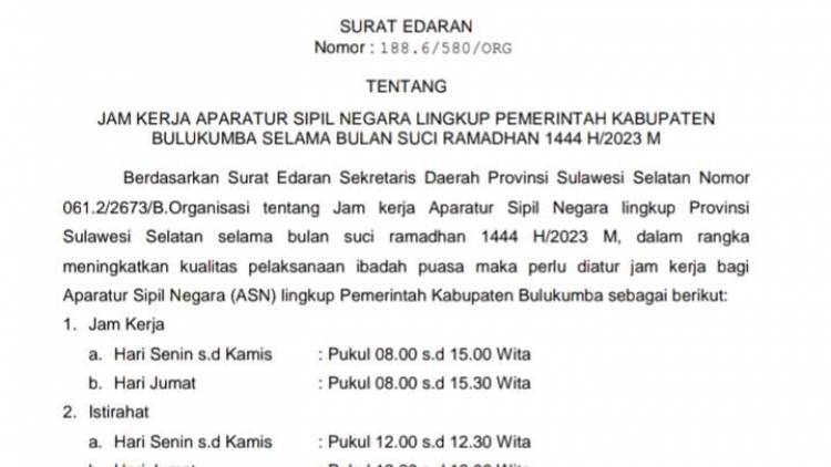 Jam Kerja ASN Dikurangi Selama Ramadan