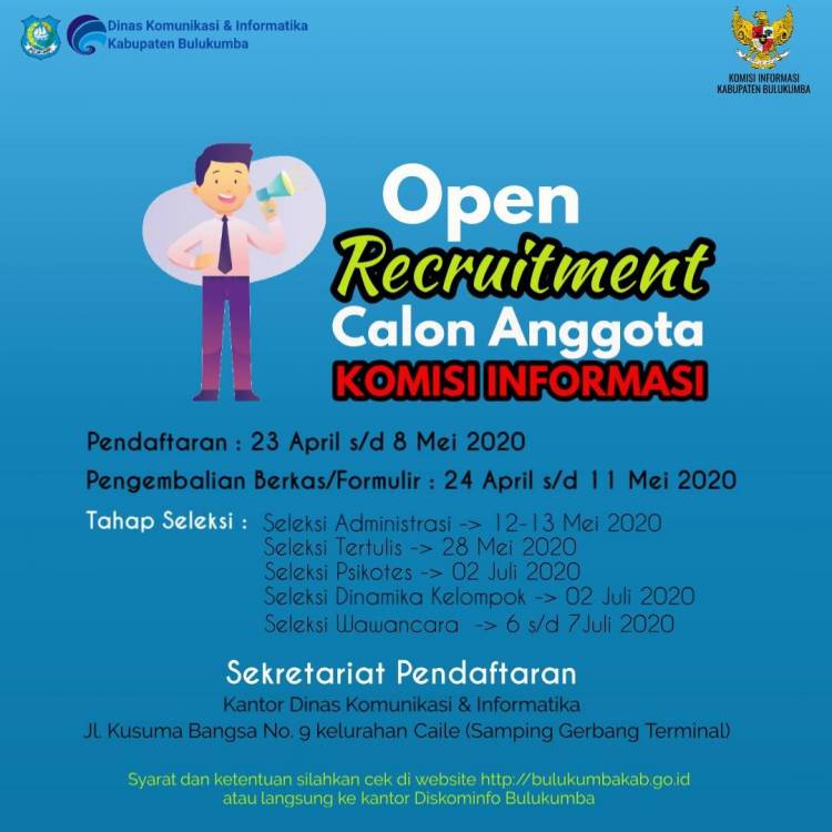 FORMULIR PENDAFTARAN CALON ANGGOTA KOMISI INFORMASI KABUPATEN BULUKUMBA (DOWNLOAD DISINI)