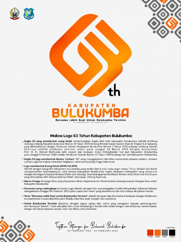 Hari Jadi Bulukumba ke-63, Ini Logo dan Temanya