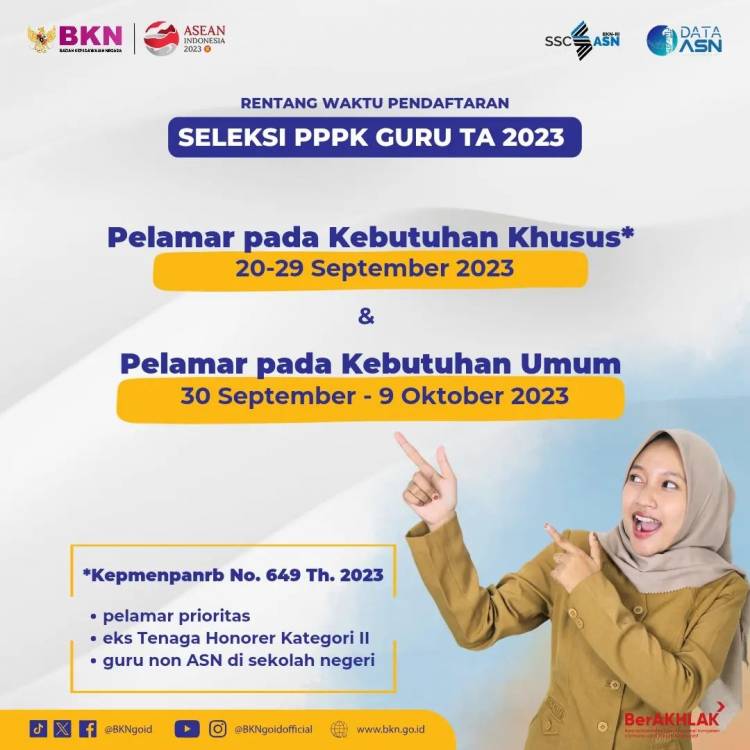 Pengumuman jadwal dan Panduan  pendaftaran  PPPK Tahun 2023