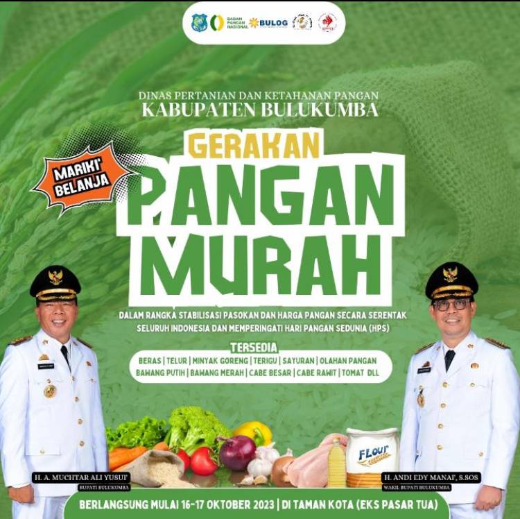Sambut HPS, Besok Gerakan Pangan Murah Digelar di Taman Kota  