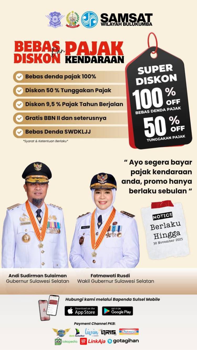 Super Diskon Pajak Kendaraan Diperpanjang, Rudy Ramlan Pamer Realisasi Bulukumba