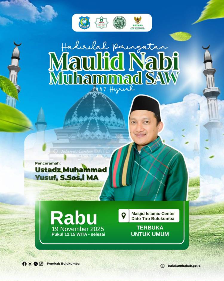 Ustadz Muhammad Yusuf Akan Hadir pada Peringatan Maulid di Masjid ICDT Bulukumba
