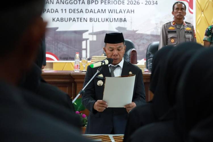 55 Anggota BPD Dilantik, Bupati Andi Utta Tekankan Sinergi Bangun Desa