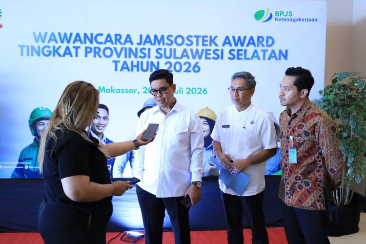 Wabup Edy Manaf Paparkan Komitmen Perlindungan Pekerja pada Wawancara Jamsostek Award Sulsel 2026